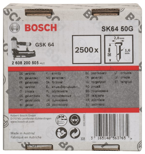 Bosch - GSK 64 Çivisi 50 mm 2500li Galvanizli